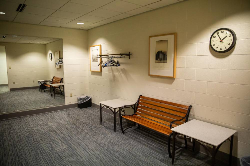 Image 1 of 9 The Cook-DeWitt Center Green Room bench.